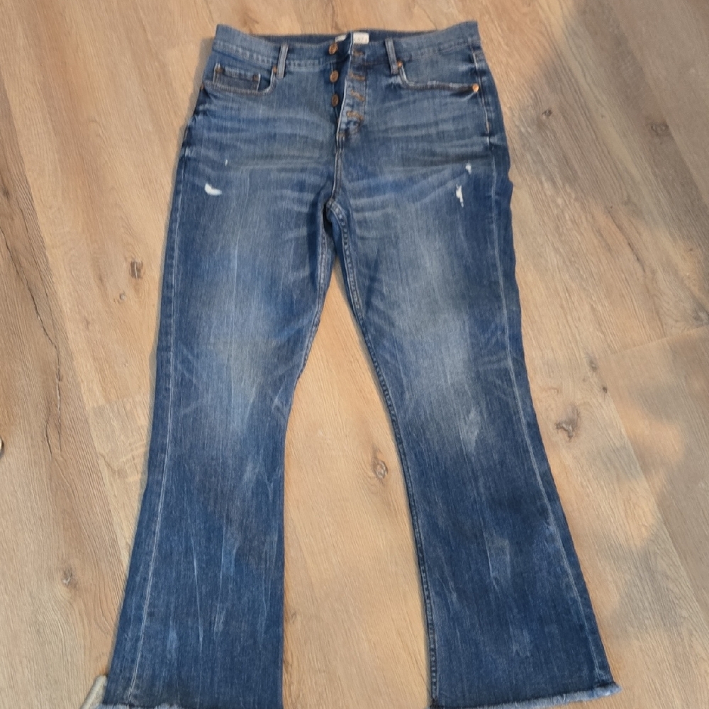 LOFT High Waist Flare Crop Jeans